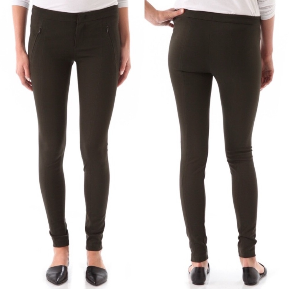 Women’s VINCE $295 Ponte Stretch Riding Skinny Slim Solid Brown Pants Size 8